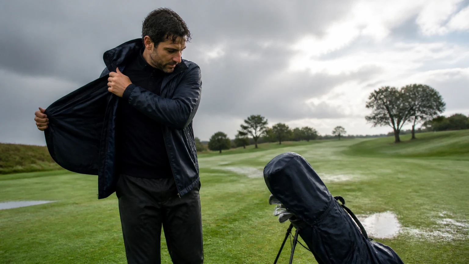 Photo éditoriale — Préparer une sortie golf par météo variable : équipement, stratégie et checklist